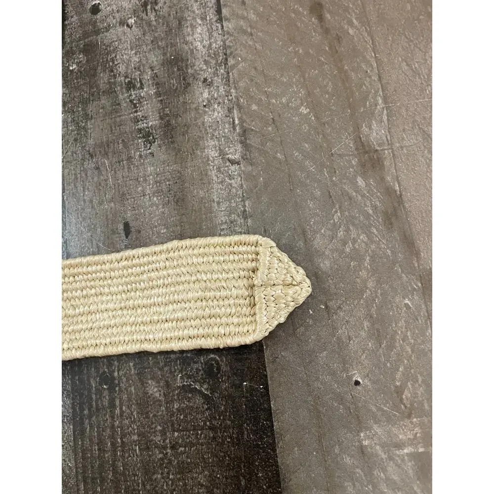 Vintage Women’s 80s Wide Tan Boho Woven Belt Stretch Adjustable S/M